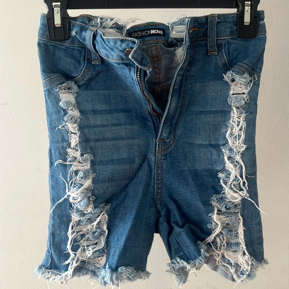 Distressed Denim Jean Shorts